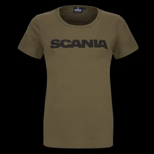 Scania T-shirts | Olivgrön t-shirt ”bas” med Wordmark – dam